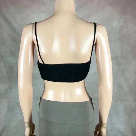 ZARA Rib Knit Spaghetti Strap Crop Top Black Size Medium - Picture 12 of 12